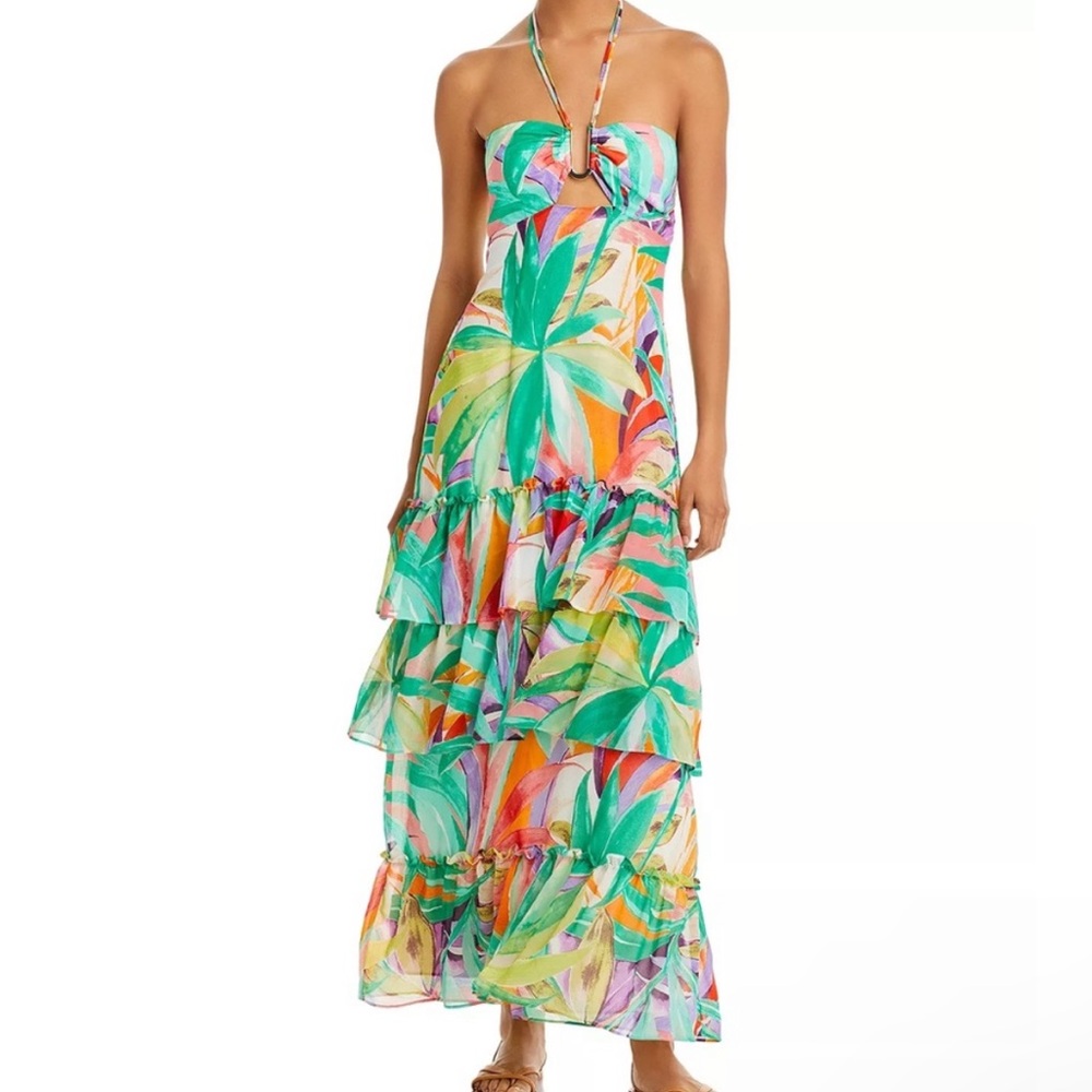 WAYF O.O.O Halter Neck Tiered Maxi Dress